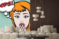 Naklejka: Pop art cute kobieta z rety znak