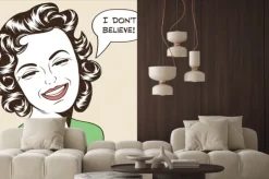 Naklejka: Pop art ilustracji dziewczynki z dymkiem