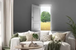 Naklejka: Porta aperta su giardino e albero