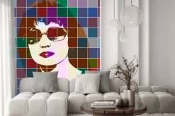 Naklejka: Portret kobiety z efektem witrażu