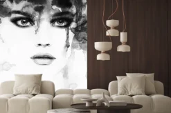 Naklejka: Portret kobiety .abstract akwarele tła .fashion