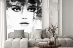 Naklejka: Portret kobiety .abstract akwarele tła .fashion