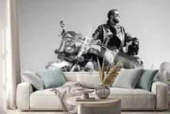 Naklejka: Portret młodego mężczyzny z brodą siedzący na jego krążownika