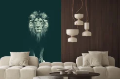 Naklejka: Portret pięknej lwa, lwa w ciemności