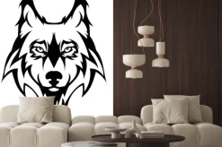 Naklejka: Portret wilka w stylu tribal