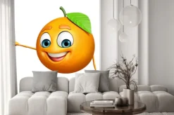 Naklejka: Postać z kreskówki z pomarańczy