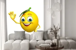 Naklejka: Postać z kreskówki z cytryny