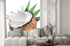 Naklejka: Powitalny mleka kokosowego z wewnątrz.