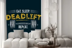 Naklejka: Powtórzyć martwego snu. siłownia motywacyjny cytat z grunge efekt