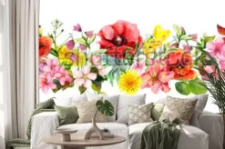 Naklejka: Pozioma kompozycja z polnych kwiatów