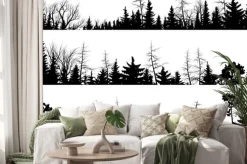 Naklejka: Poziome sylwetki drewna iglastego.