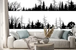 Naklejka: Poziome sylwetki drewna iglastego.