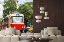 Naklejka: Praga szczegółowo czerwone tramwaj, republika czeska