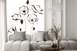 Naklejka: Projektu poppy, kwiatów w tle