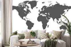 Naklejka: Prosta mapa świata w czarnym kolorze