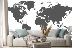 Naklejka: Prosta mapa świata w czarnym kolorze