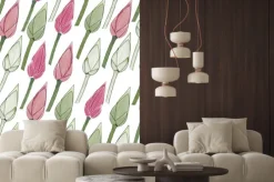 Naklejka: Proste kwiatowy wzór. lotus pąki w sezonie wiosennym. jednolite