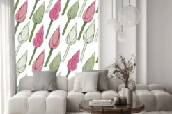 Naklejka: Proste kwiatowy wzór. lotus pąki w sezonie wiosennym. jednolite