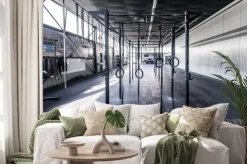 Naklejka: Prosty widok crossfit siłownia z słońcem