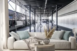 Naklejka: Prosty widok crossfit siłownia z słońcem