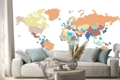 Naklejka: Przerywana mapa świata sześciokątnych kropek