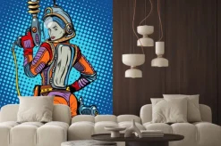 Naklejka: Przestrzeń dziewczyna science fiction morskich retro