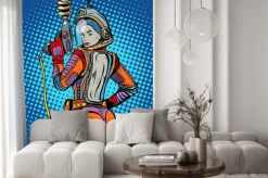 Naklejka: Przestrzeń dziewczyna science fiction morskich retro