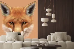 Naklejka: Przykładami portret red fox. cute puszysty twarz leśnej fox.