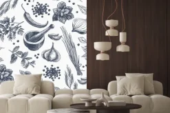 Naklejka: Przyprawy i zioła w stylu rysunkowym