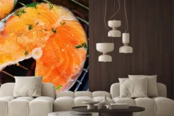 Naklejka: Pstrąg smażony stek na grillu.