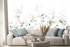 Naklejka: Ptaki kolibry w akwarelowym ogrodzie