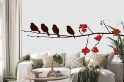 Naklejka: Ptaki na gałęzi jarzębiny