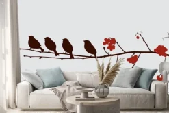 Naklejka: Ptaki na gałęzi jarzębiny