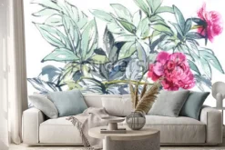 Naklejka: Purpurowa piwonia, akwarela szkic z natury