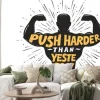 Naklejka: Push harder than yesterday. sport inspiring workout and gym motivation