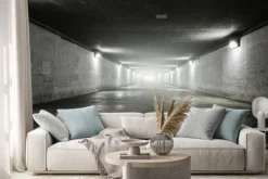 Naklejka: Pusty tunel ze światłem