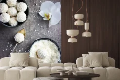 Naklejka: Pyszne homamade białej czekolady i cukierki kokosowe kulki