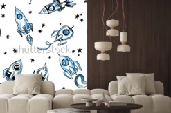 Naklejka: Rakiety kosmiczne drukują, bez wzoru wzoru. ręcznie opracowane