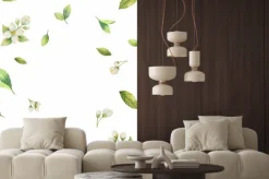 Naklejka: Rama wektor akwarela kwiatów i gałęzi jaśmin samodzielnie na