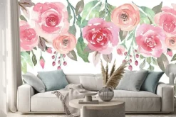 Naklejka: Różana girlanda na akwareli