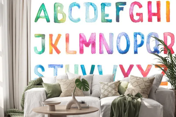 Naklejka: Ręcznie malowane litery alfabetu