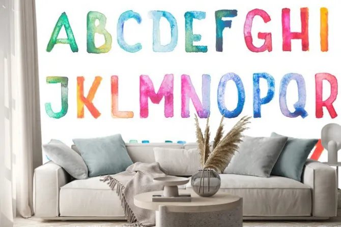 Naklejka: Ręcznie malowane litery alfabetu