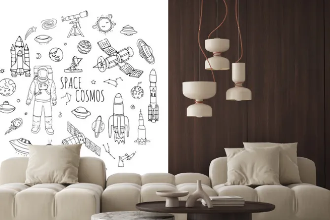 Naklejka: Ręcznie rysowane doodle przestrzeń i kosmos ustawić ilustracji