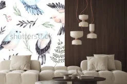 Naklejka: Ręcznie rysowane akwarela bezszwowe wzór. tło z ślicznymi wiosennymi