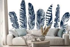 Naklejka: Ręcznie rysowane pióra na białym tle