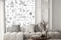 Naklejka: Ręcznie rysowane doodle przestrzeń i kosmos ustawić ilustracji