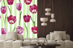 Naklejka: Ręcznie rysowane akwarela bezszwowe wzór z tulipanów