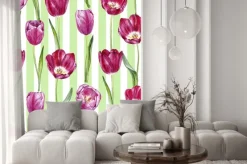 Naklejka: Ręcznie rysowane akwarela bezszwowe wzór z tulipanów