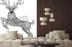 Naklejka: Ręcznie rysowane magiczne rogami jelenia z ptaków dorosłych stresu