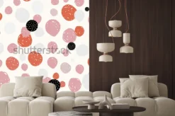 Naklejka: Ręcznie rysowane wzór. kolaż wzór kropki i obrysu. nowoczesne